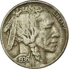 Moeda, Estados Unidos da América, Buffalo Nickel, 5 Cents, 1936, U.S. Mint