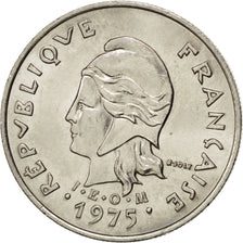 FRENCH POLYNESIA, 10 Francs, 1975, Paris, KM #8, AU(55-58), Nickel, 24,...