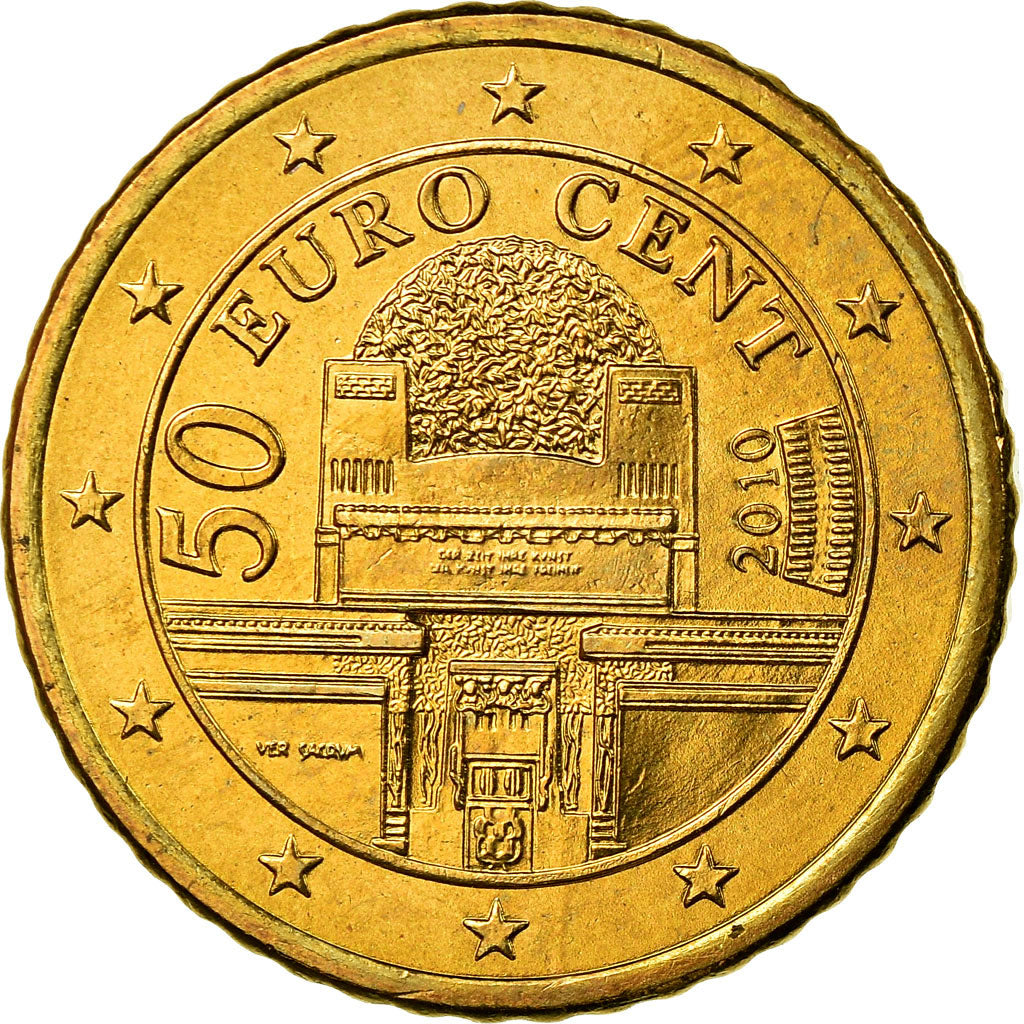 Austria, 50 Euro Cent, 2010, Vienna, MS(65-70), Mosiądz, KM:3141