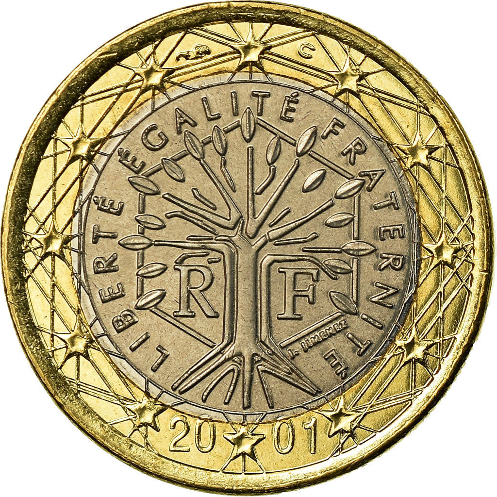 France, Euro, 2001, MS(65-70), Bi-Metallic, KM:1288