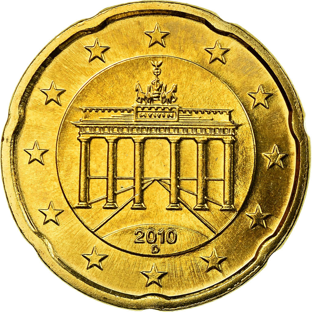 République fédérale allemande, 20 Euro Cent, 2010, FDC, Laiton, KM:255