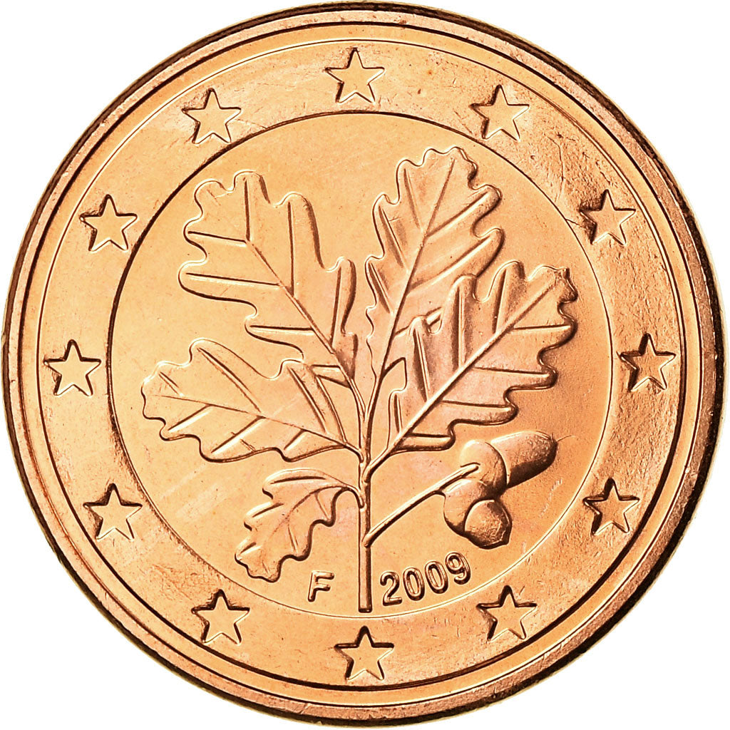 Niemcy - RFN, 5 Euro Cent, 2009, Stuttgart, MS(65-70), Miedź platerowana