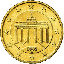 GERMANY - FEDERAL REPUBLIC, 10 Euro Cent, 2002, MS(65-70), Brass, KM:210