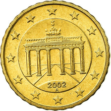 GERMANY - FEDERAL REPUBLIC, 10 Euro Cent, 2002, MS(65-70), Brass, KM:210