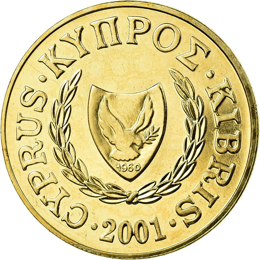 Munten, Cyprus, 20 Cents, 2001, UNC-, Nickel-brass, KM:62.2