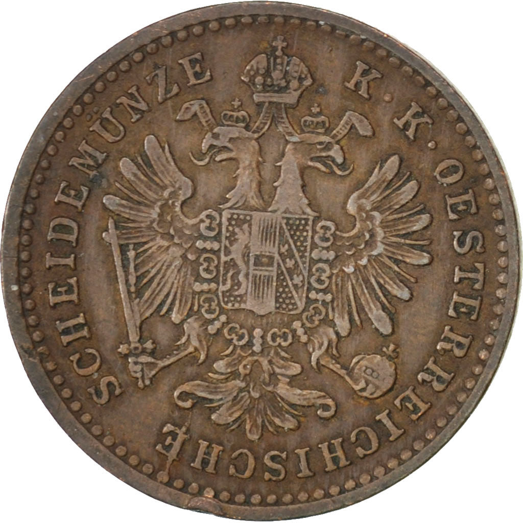 AUSTRIA, Kreuzer, 1881, KM #2186, EF(40-45), Copper, 19.25, 3.20