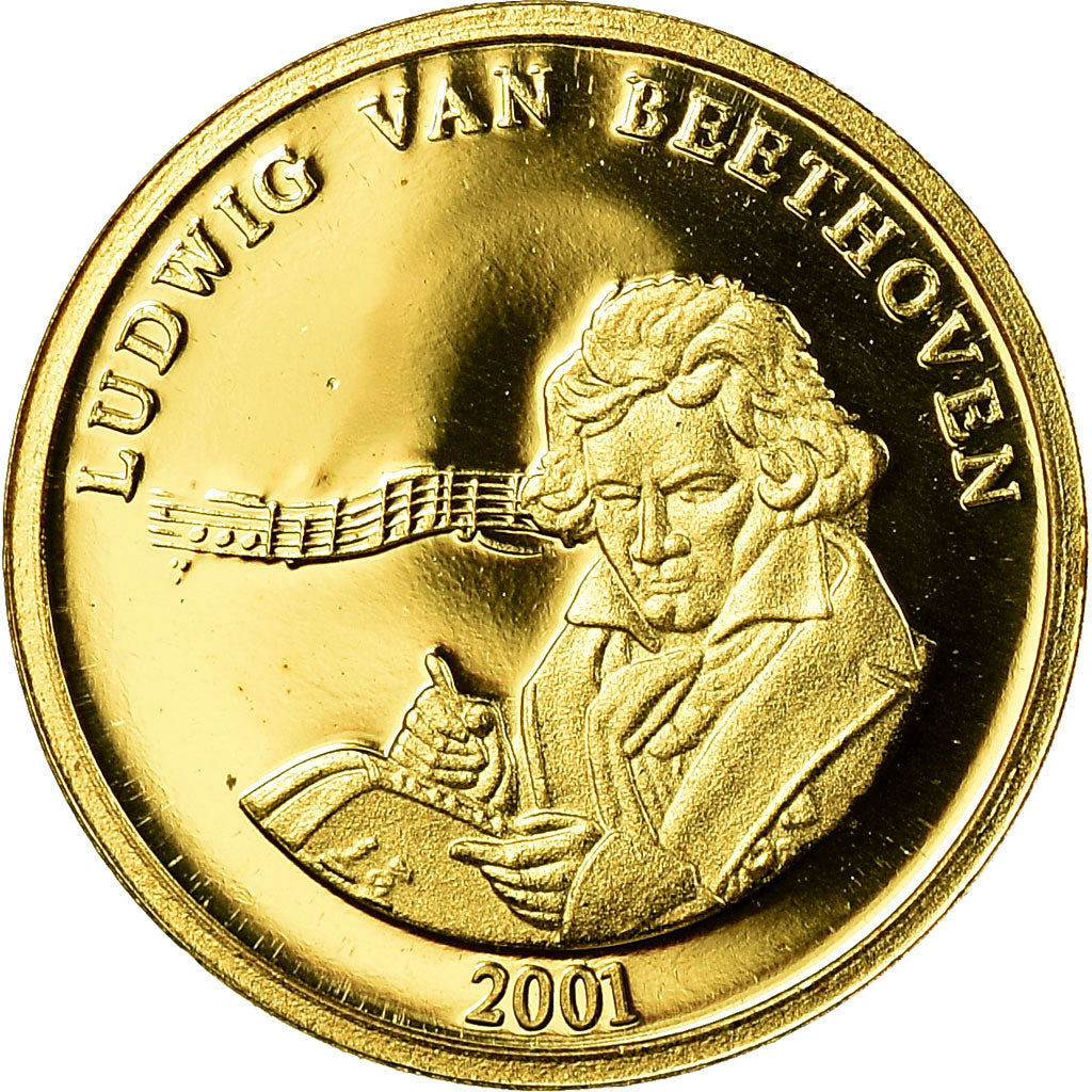 France, Médaille, Beethoven, Arts & Culture, 2001, Proof, FDC, Or