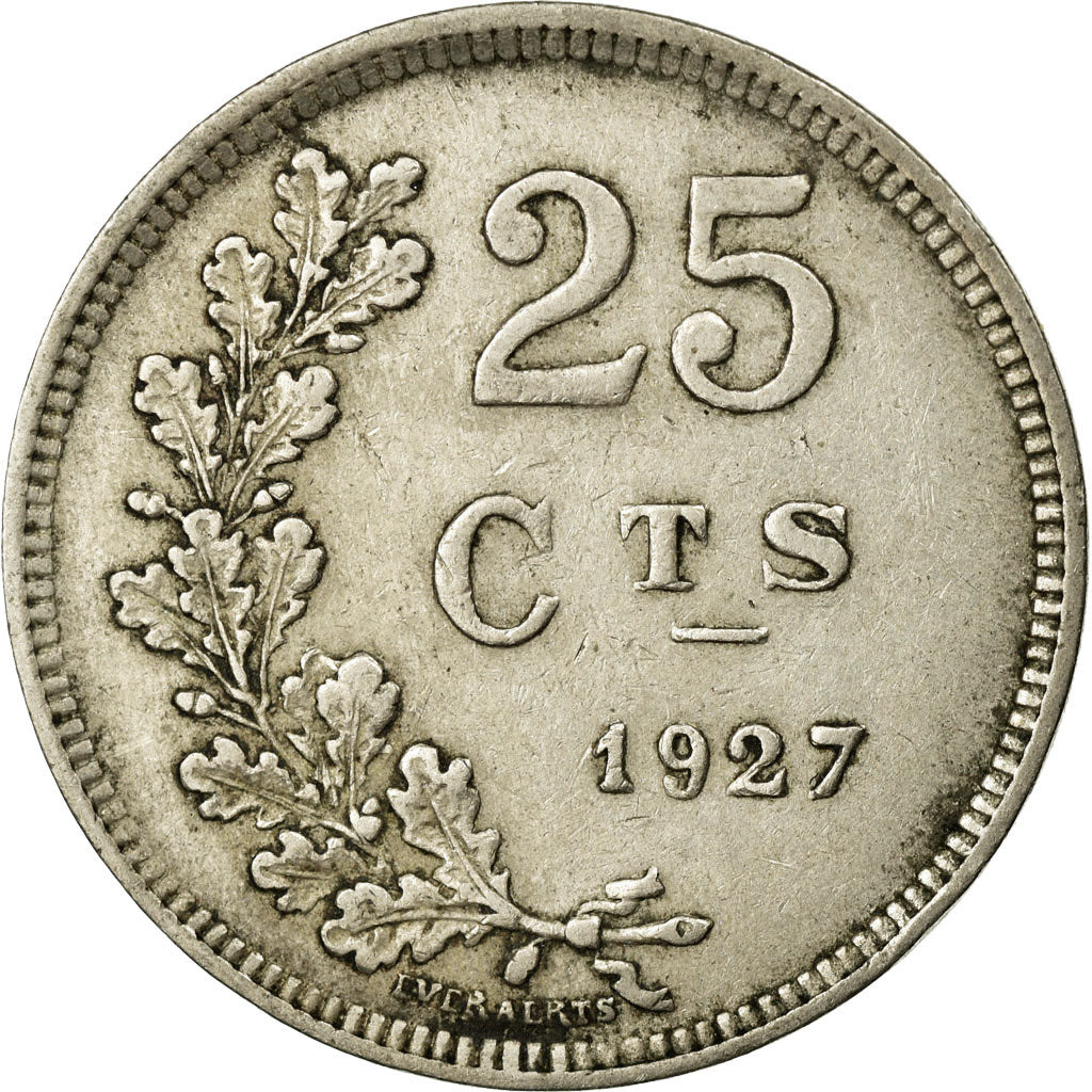 Coin, Luxembourg, Charlotte, 25 Centimes, 1927, AU(50-53), Copper-nickel, KM:37