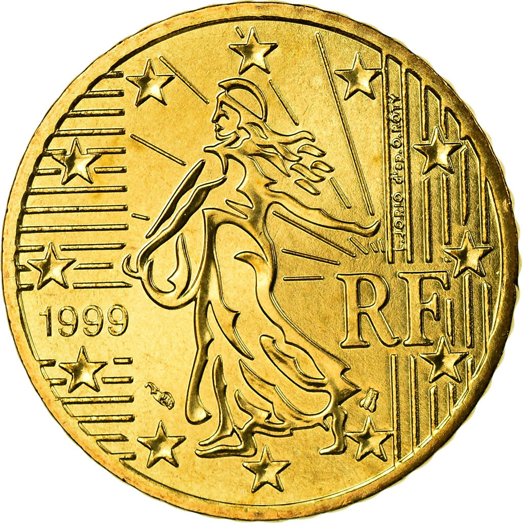 France, 50 Euro Cent, 1999, MS(65-70), Brass, KM:1287