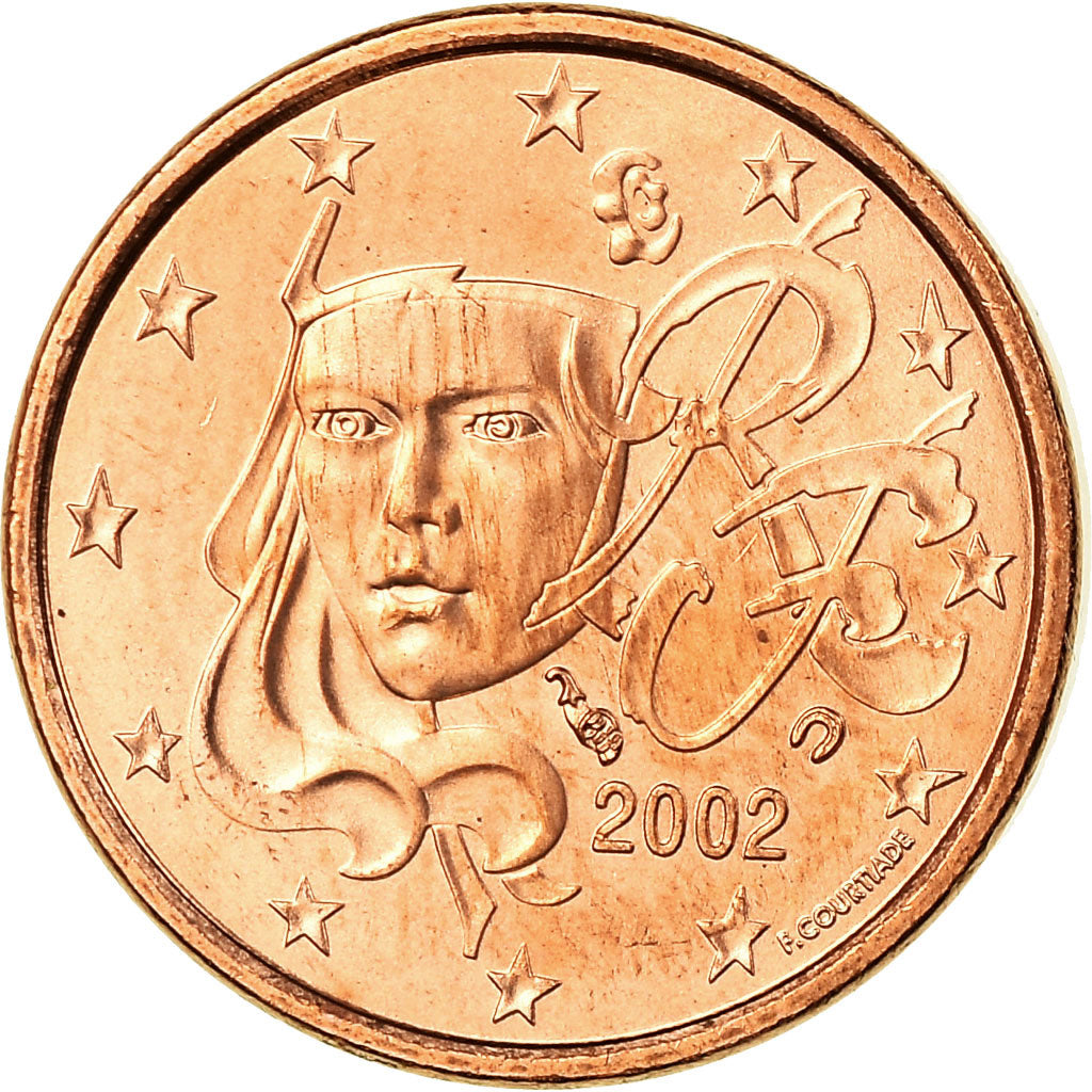 France, Euro Cent, 2002, MS(65-70), Copper Plated Steel, KM:1282