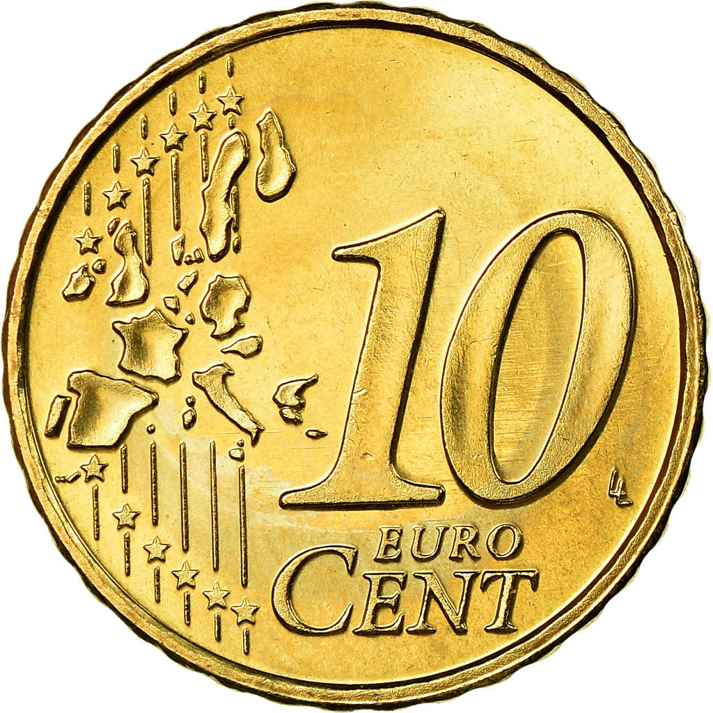 Netherlands, 10 Euro Cent, 1999, AU(55-58), Brass, KM:237