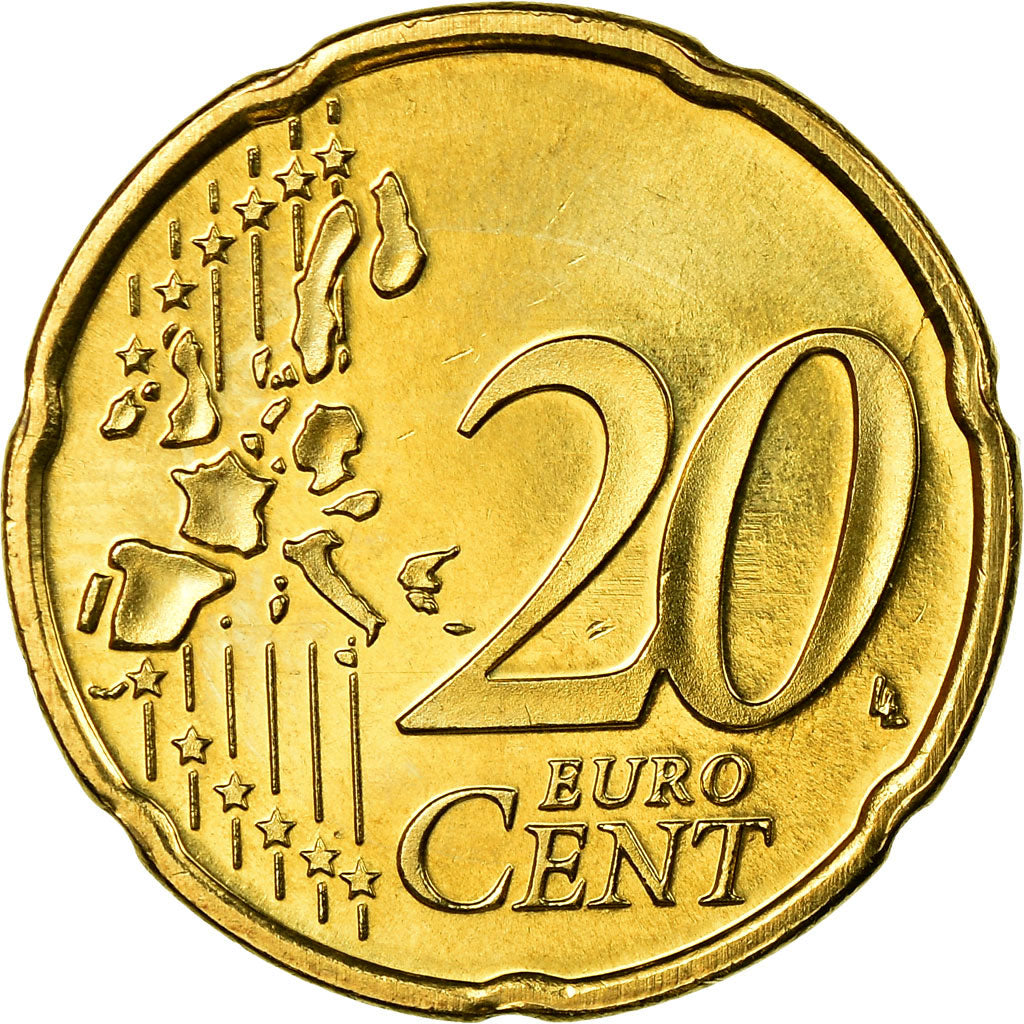 Niederlande, 20 Euro Cent, 2000, VZ, Messing, KM:238