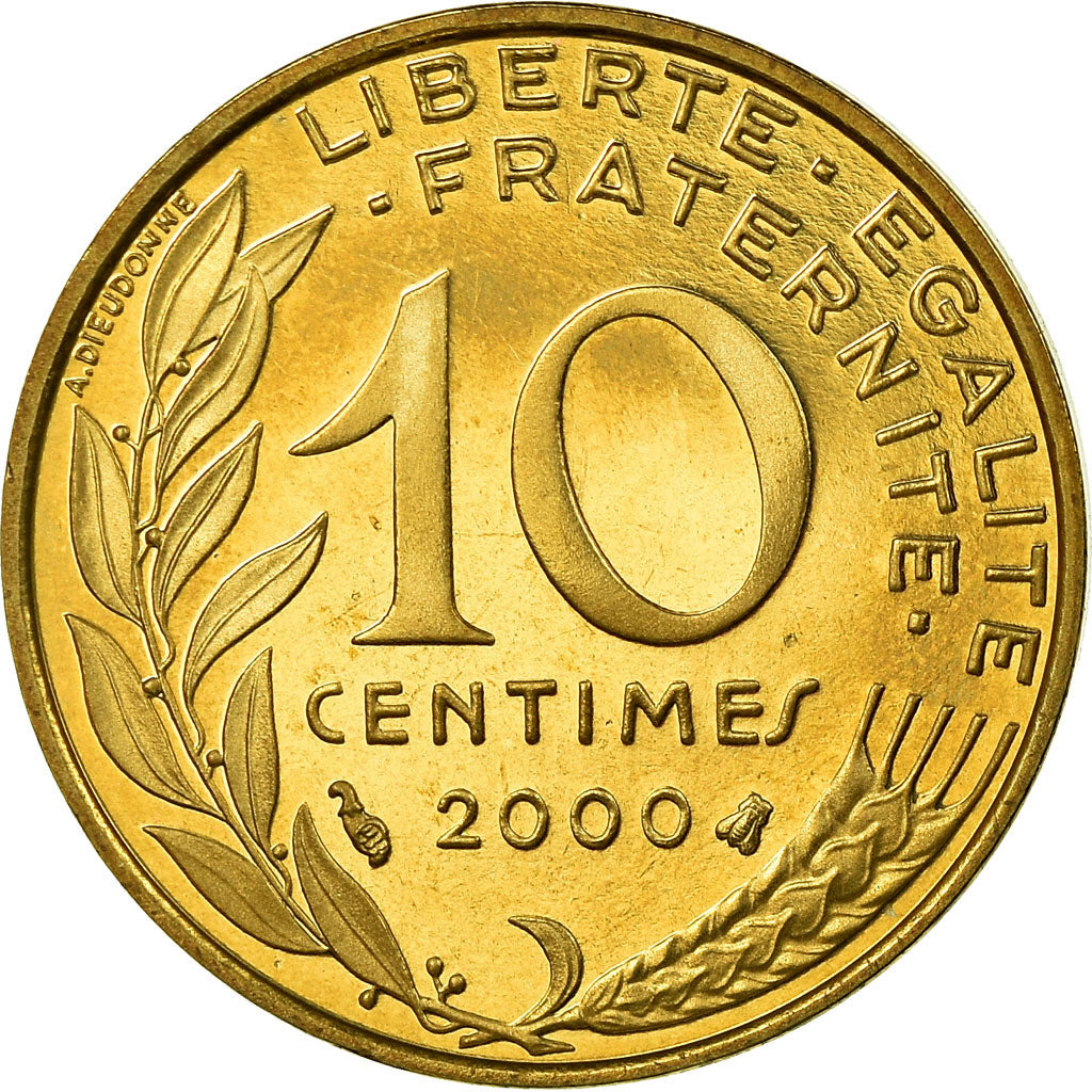 Munten, Frankrijk, Marianne, 10 Centimes, 2000, Paris, Proof, FDC