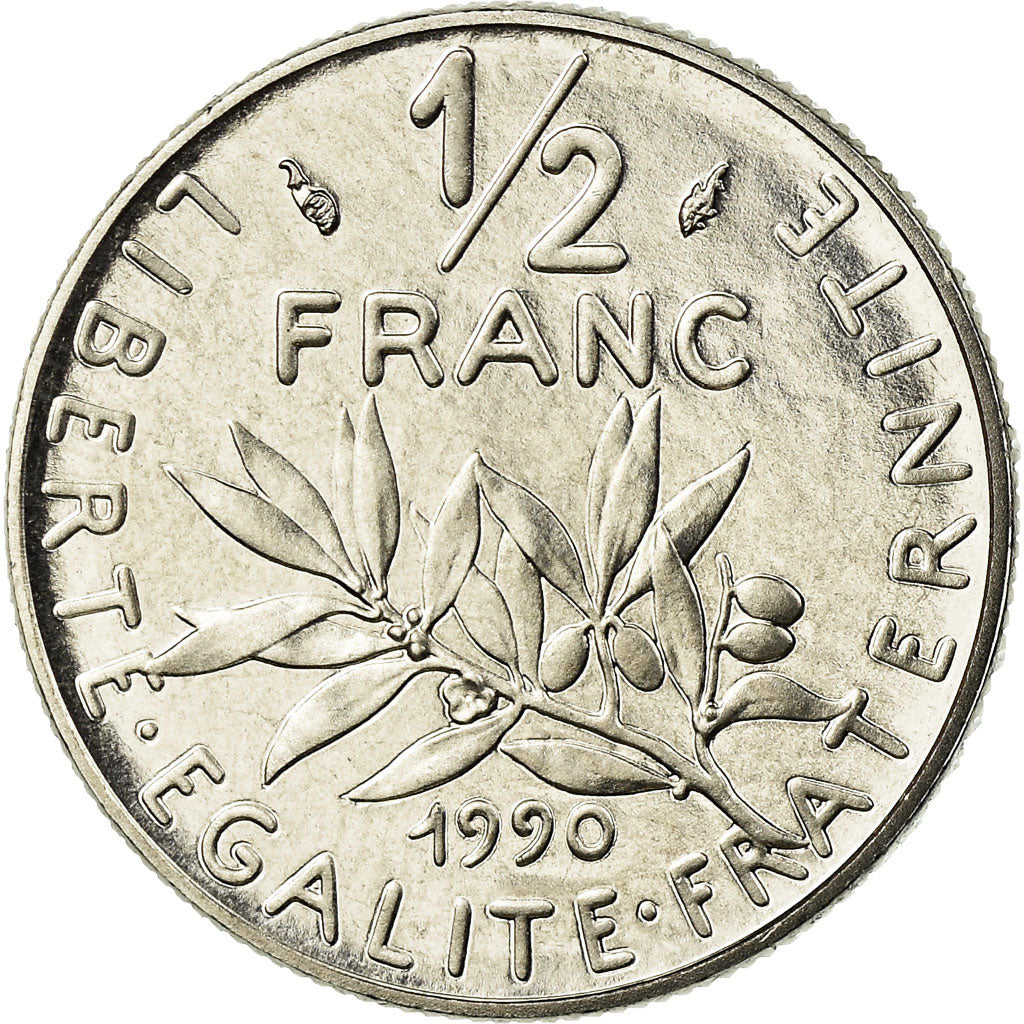 Coin, France, Semeuse, 1/2 Franc, 1990, Paris, MS(65-70), Nickel, KM:931.1