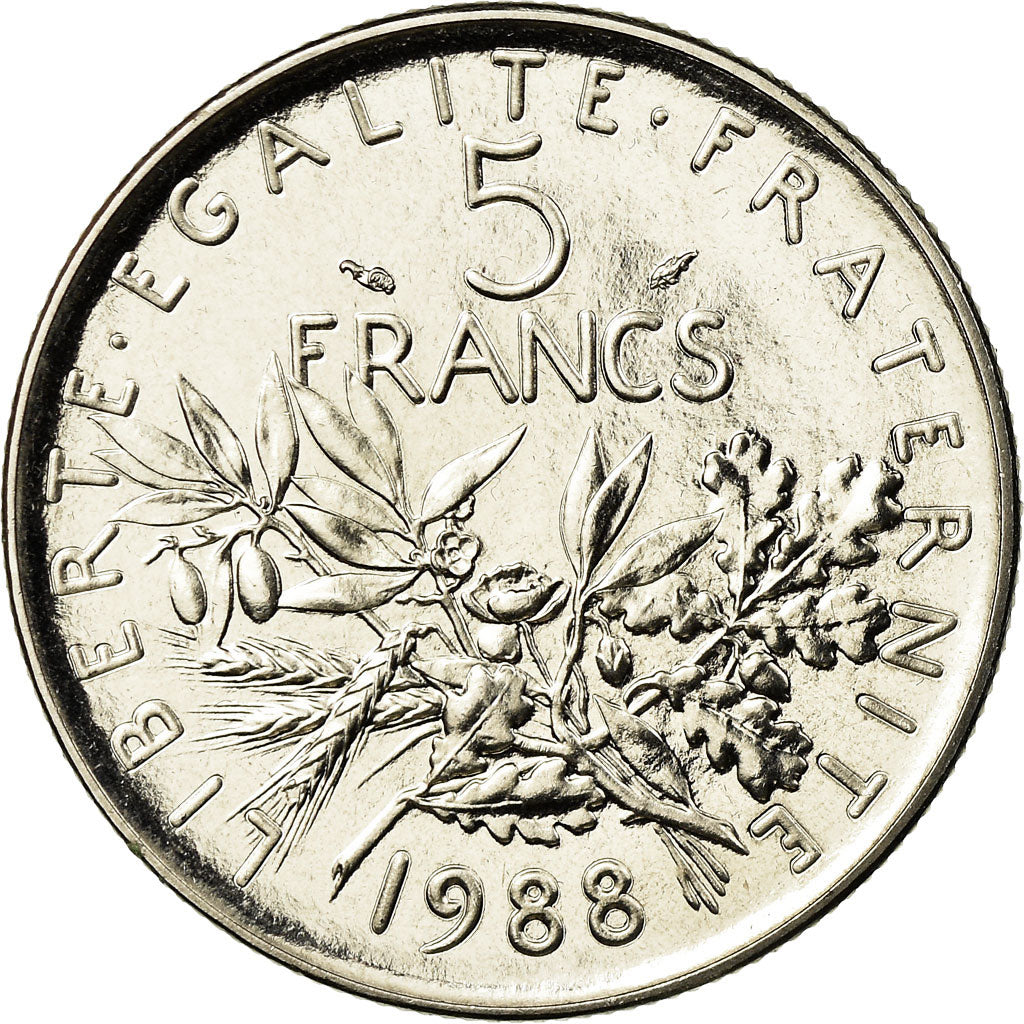 Coin, France, Semeuse, 5 Francs, 1988, Paris, MS(65-70), Nickel Clad