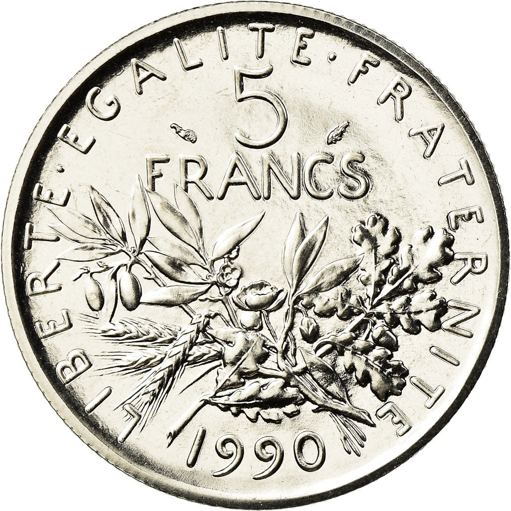Coin, France, Semeuse, 5 Francs, 1990, Paris, MS(65-70), Nickel Clad