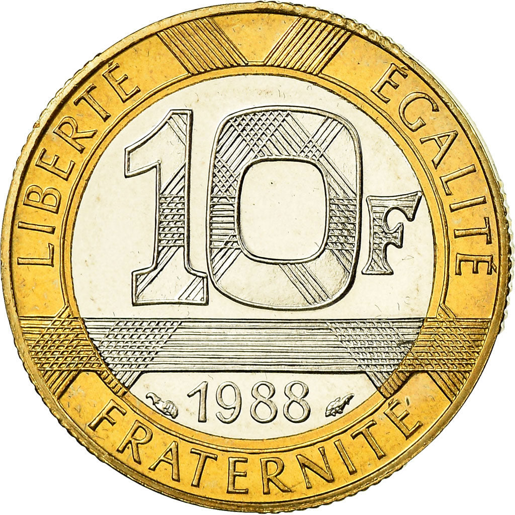 Munten, Frankrijk, Génie, 10 Francs, 1988, Paris, FDC, Bi-Metallic, KM:964.1