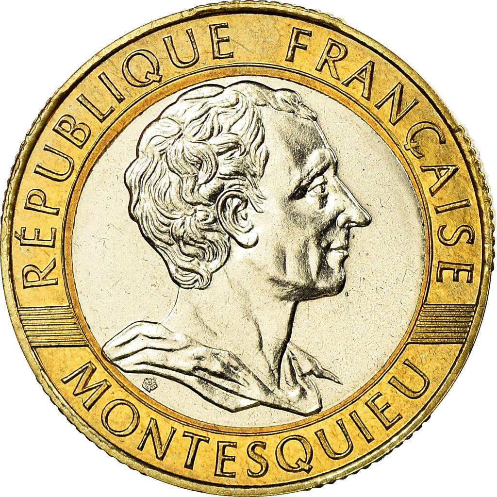 Moneta, Francia, Montesquieu, 10 Francs, 1989, Paris, FDC, Bi-metallico, KM:969