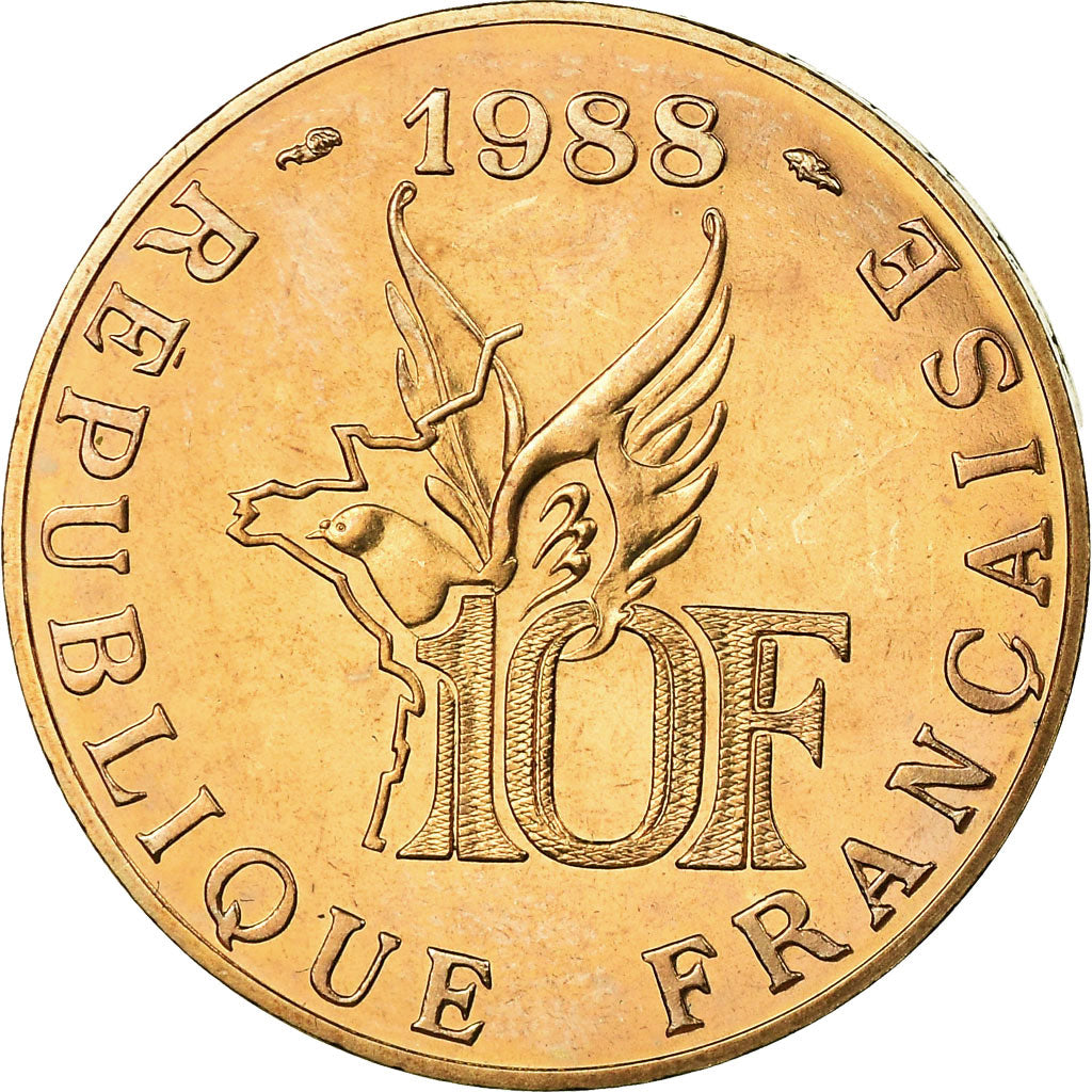 Munten, Frankrijk, Roland Garros, 10 Francs, 1988, Paris, FDC, Aluminum-Bronze