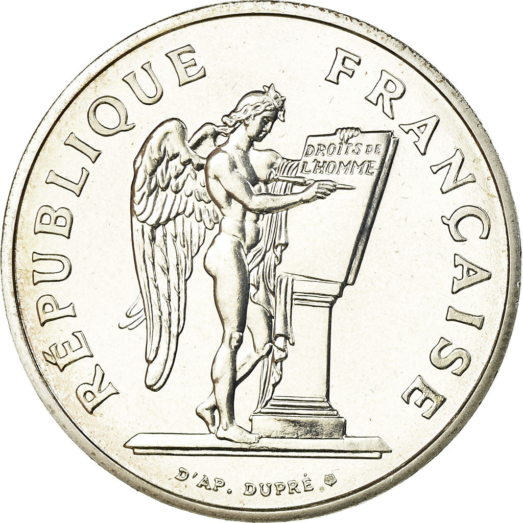 Coin, France, Droits de l'Homme, 100 Francs, 1989, MS(65-70), Silver, KM:970