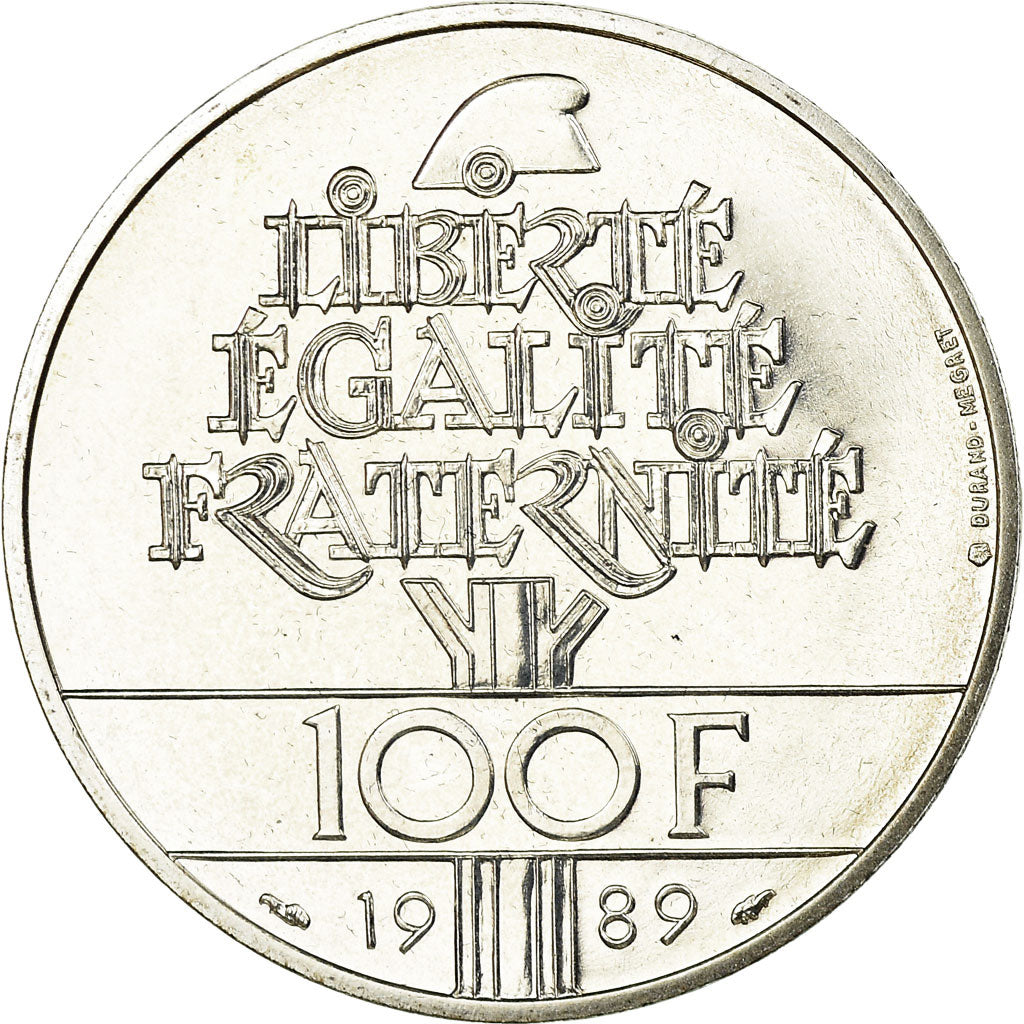 Coin, France, Droits de l'Homme, 100 Francs, 1989, MS(65-70), Silver, KM:970