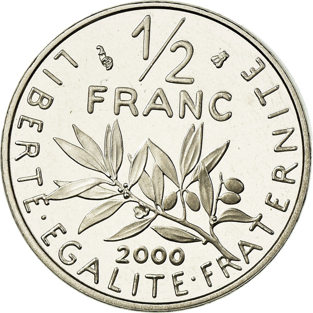 Moneta, Francia, Semeuse, 1/2 Franc, 2000, Paris, Proof, FDC, Nichel, KM:931.2