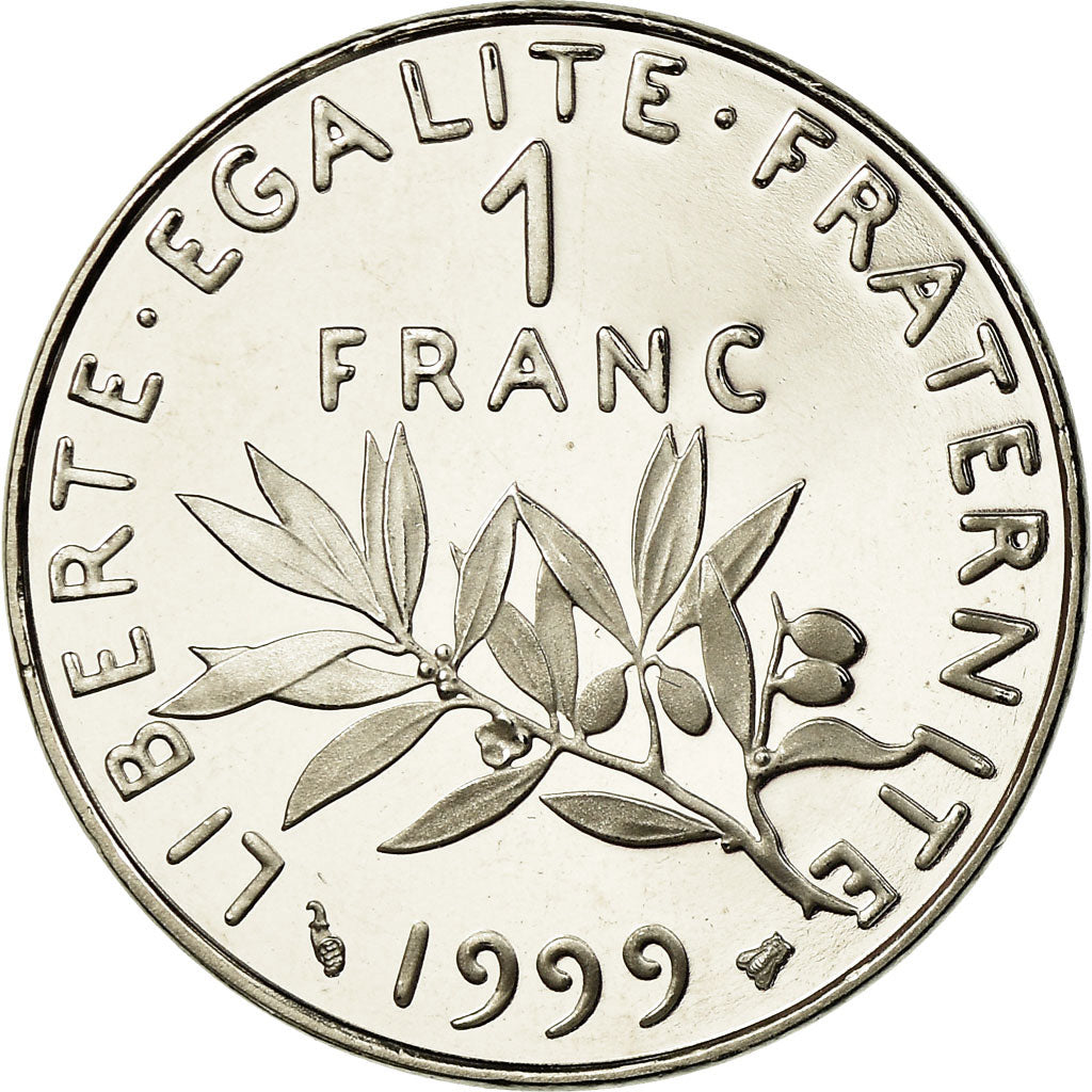 Moeda, França, Semeuse, Franc, 1999, Paris, Proof, MS(65-70), Níquel