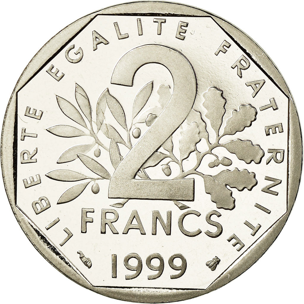 Coin, France, Semeuse, 2 Francs, 1999, Paris, Proof, MS(65-70), Nickel