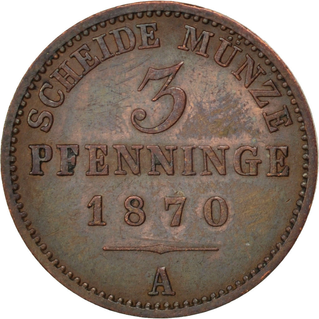 Moneta, Stati tedeschi, PRUSSIA, Wilhelm I, 3 Pfennig, 1870, Berlin, SPL-, Rame