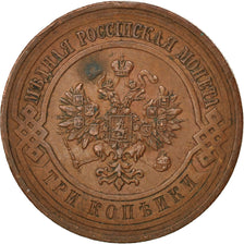 RUSSIA, 3 Kopeks, 1916, KM #11.3, AU(50-53), Copper, 9.79
