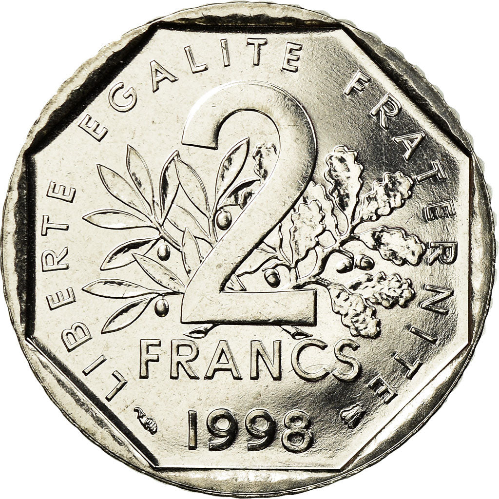 Moneda, Francia, Semeuse, 2 Francs, 1998, Paris, FDC, Níquel, KM:942.1