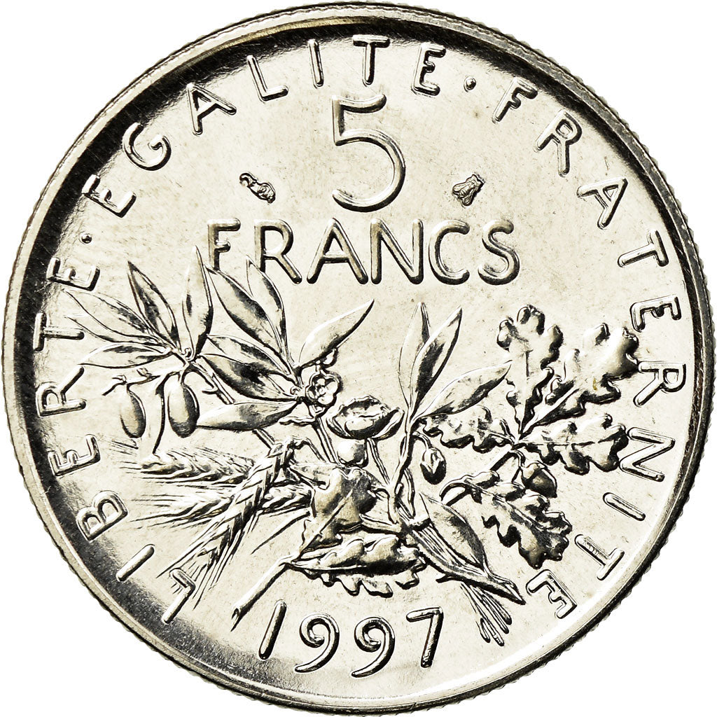 Moneta, Francia, Semeuse, 5 Francs, 1997, Paris, FDC, Nichel placcato