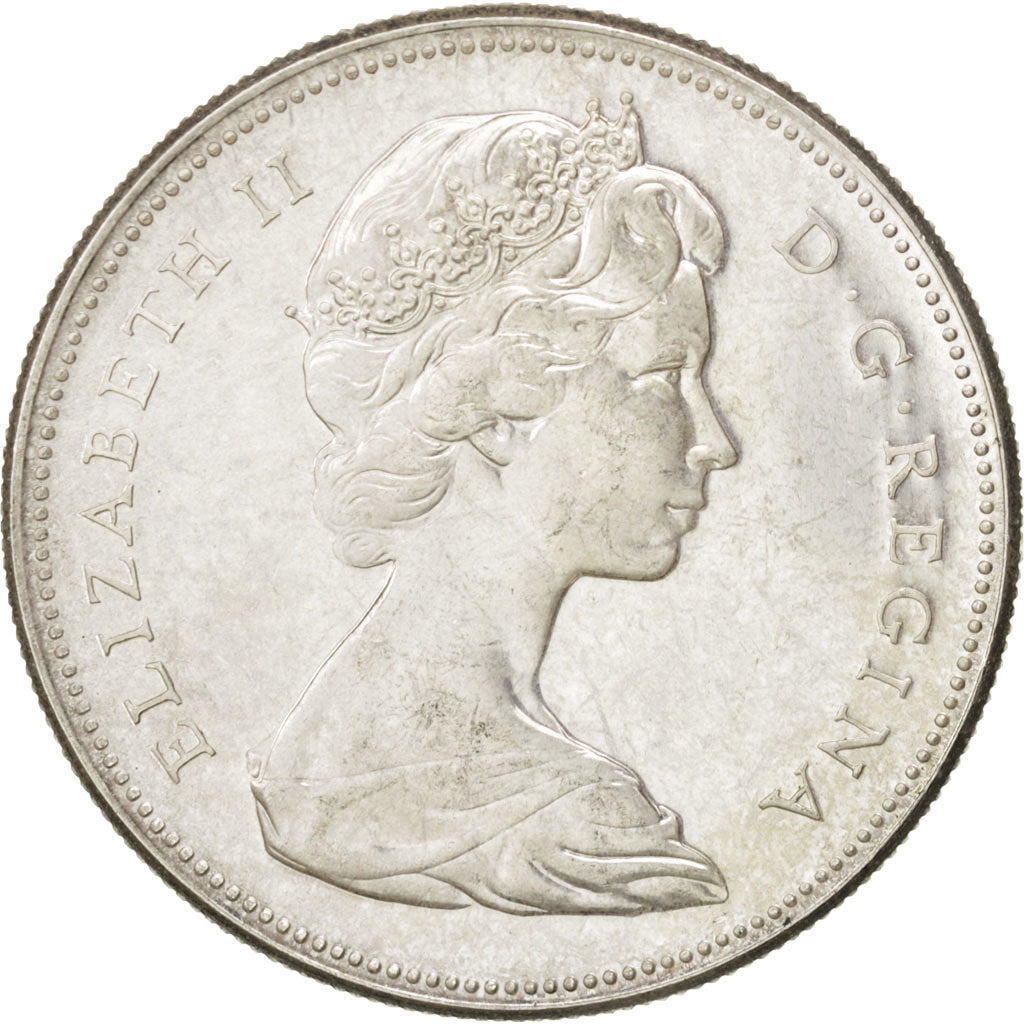 CANADA, Dollar, 1967, Royal Canadian Mint, KM #70, AU(50-53), Silver, 36, 23.27