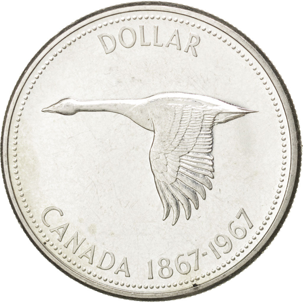 CANADA, Dollar, 1967, Royal Canadian Mint, KM #70, AU(50-53), Silver, 36, 23.27