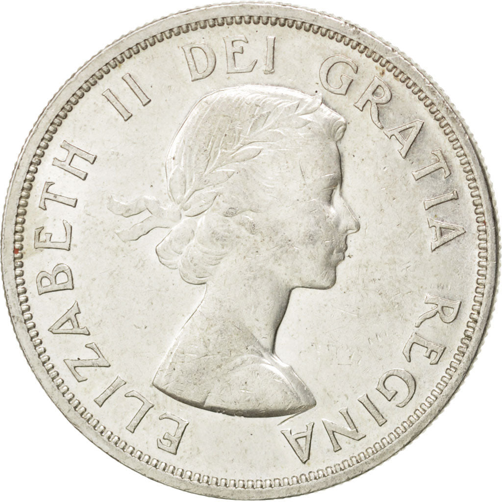 CANADA, Dollar, 1958, Royal Canadian Mint, KM #55, AU(50-53), Silver, 36, 23.50
