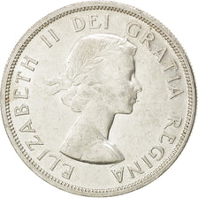 CANADA, Dollar, 1958, Royal Canadian Mint, KM #55, AU(50-53), Silver, 36, 23.50