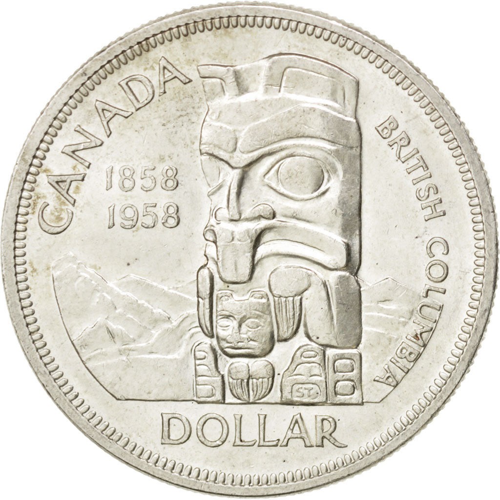 CANADA, Dollar, 1958, Royal Canadian Mint, KM #55, AU(50-53), Silver, 36, 23.50