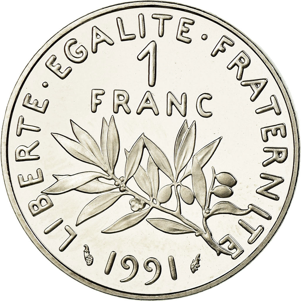 Coin, France, Semeuse, Franc, 1991, Paris, MS(65-70), Nickel, KM:925.2