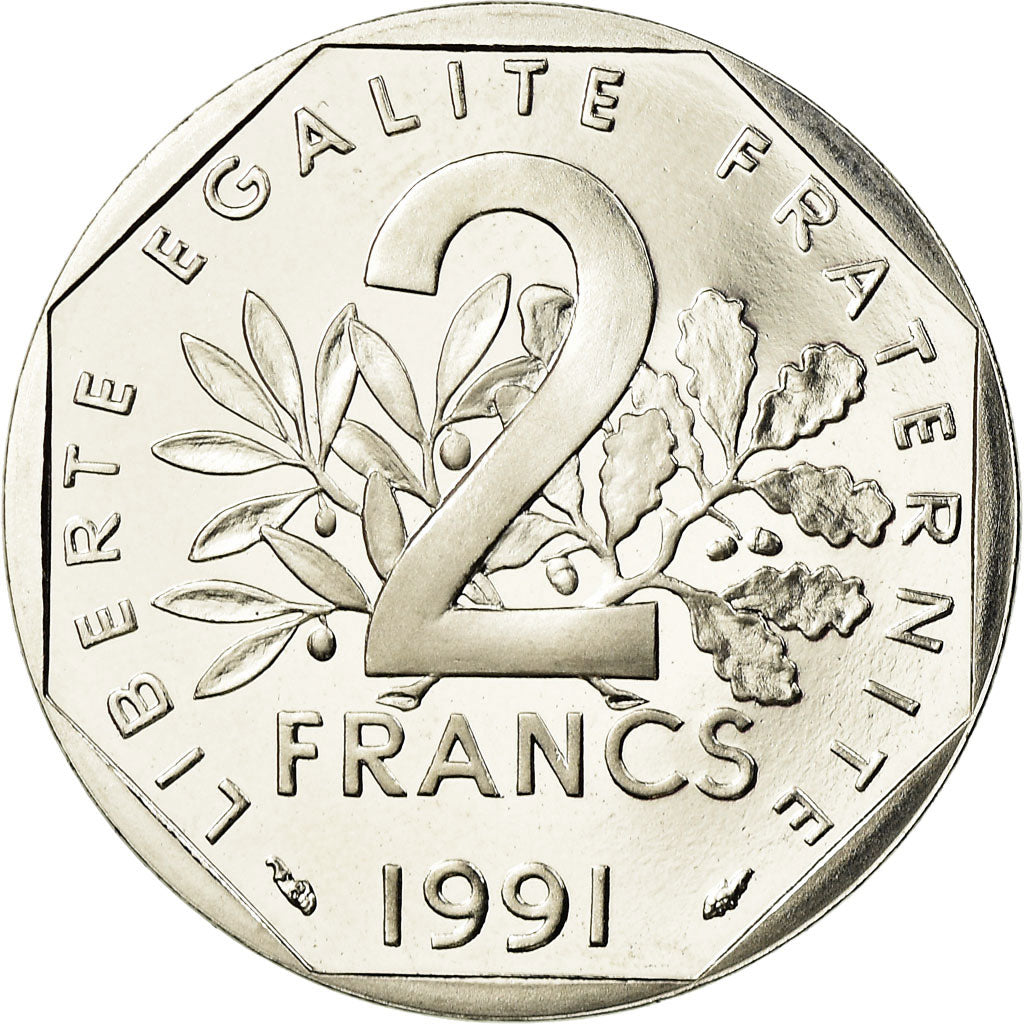 Coin, France, Semeuse, 2 Francs, 1991, Paris, Proof, MS(65-70), Nickel