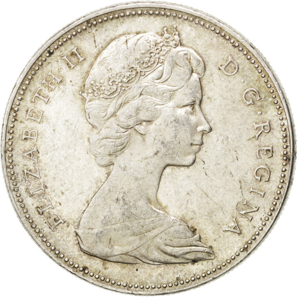 CANADA, Dollar, 1966, Royal Canadian Mint, KM #64.1, AU(50-53), Silver, 36,...