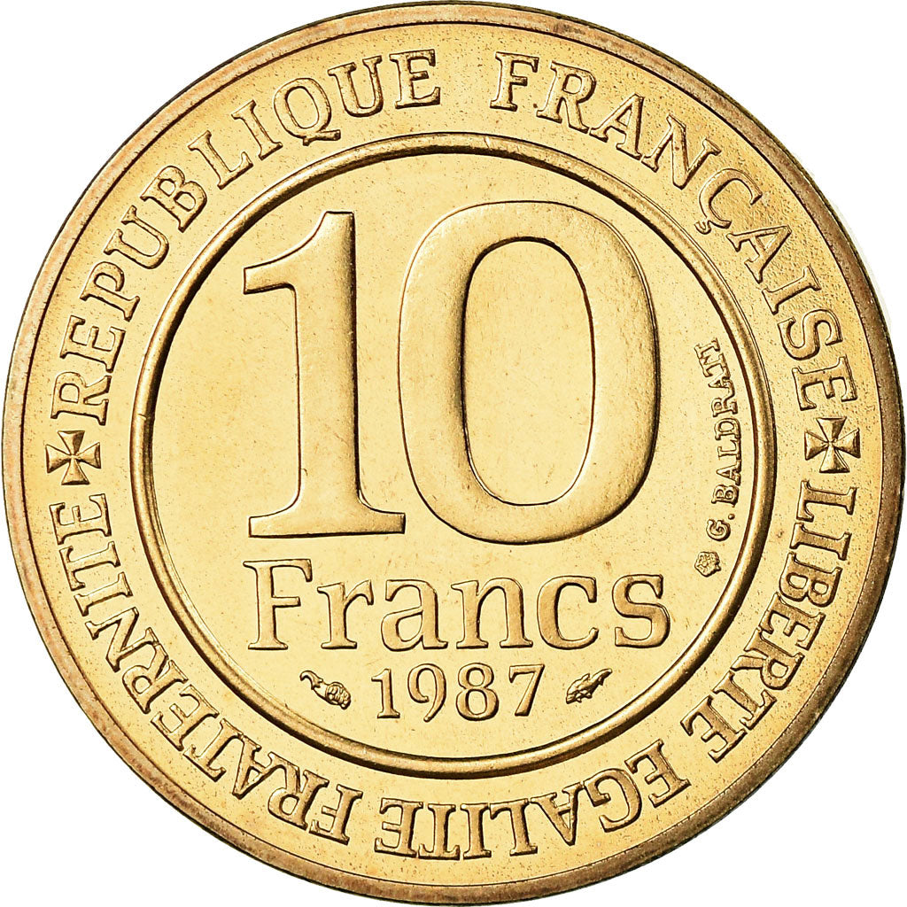 Coin, France, Hugues Capet, 10 Francs, 1987, Paris, MS(65-70), Silver, KM:961