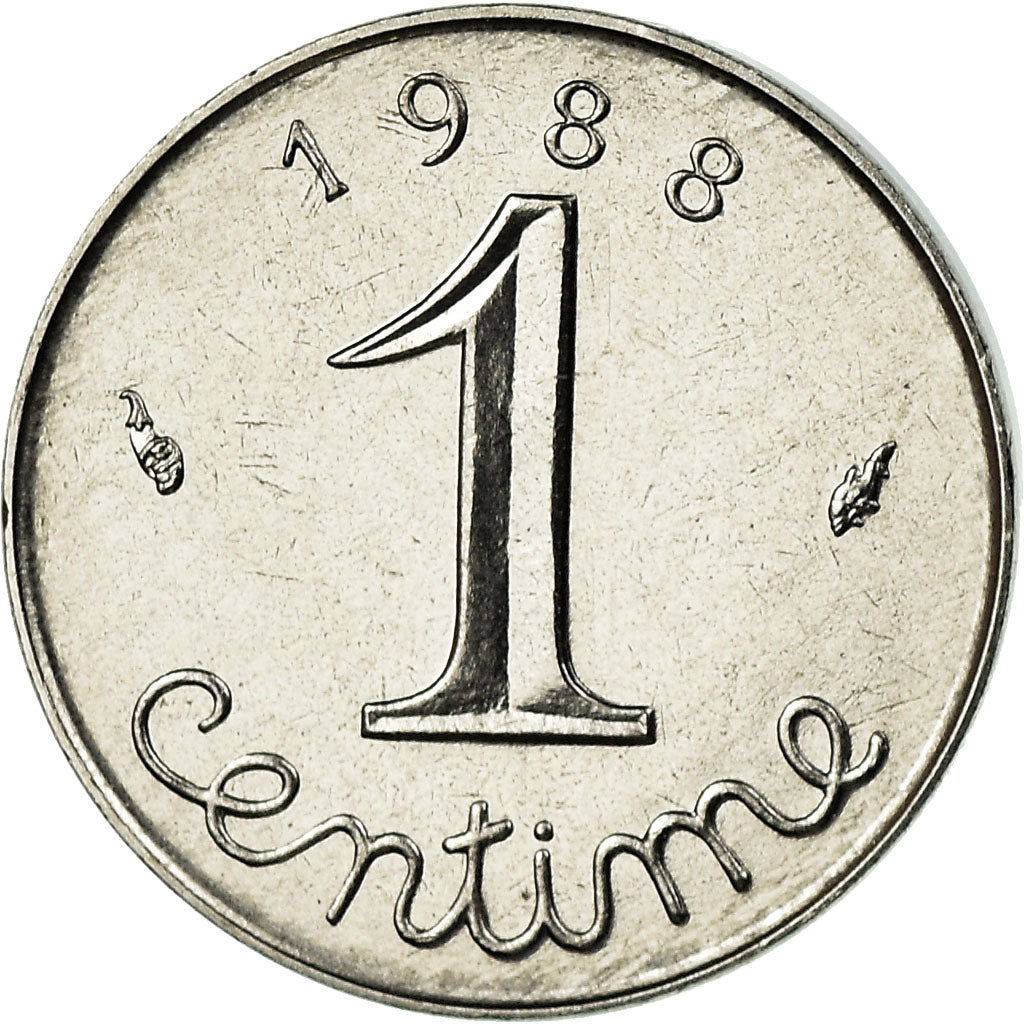 Moeda, França, Épi, Centime, 1988, Paris, MS(65-70), Aço Inoxidável, KM:928
