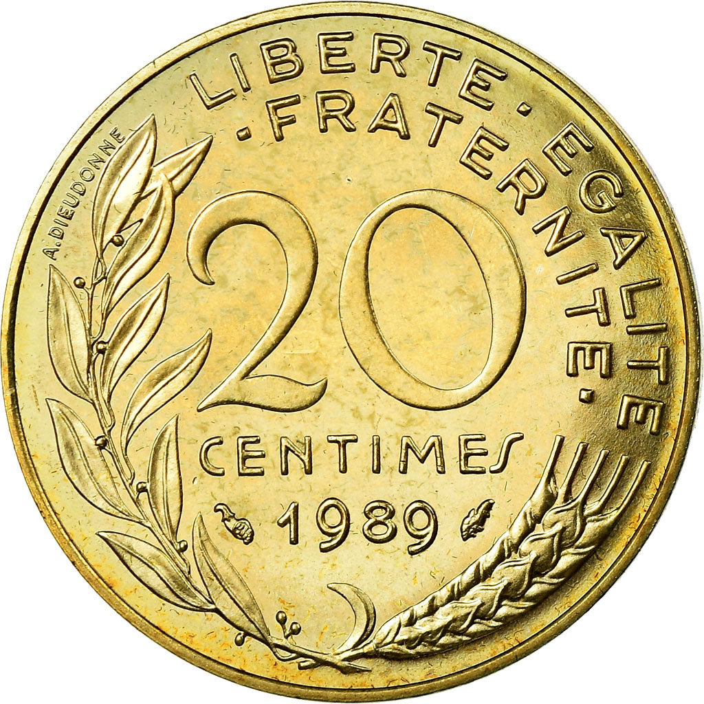 Coin, France, Marianne, 20 Centimes, 1989, Paris, MS(65-70), Aluminum-Bronze