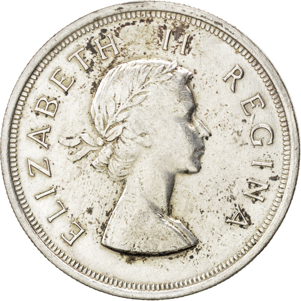 SOUTH AFRICA, 5 Shillings, 1953, KM #52, AU(50-53), Silver, 38.8, 28.18