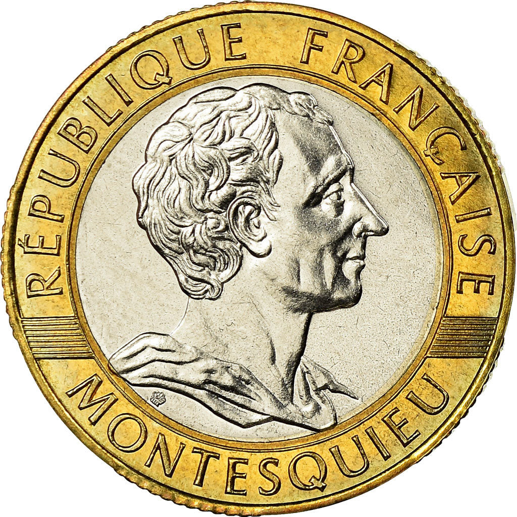 Moneta, Francia, Montesquieu, 10 Francs, 1989, Paris, FDC, Bi-metallico, KM:969