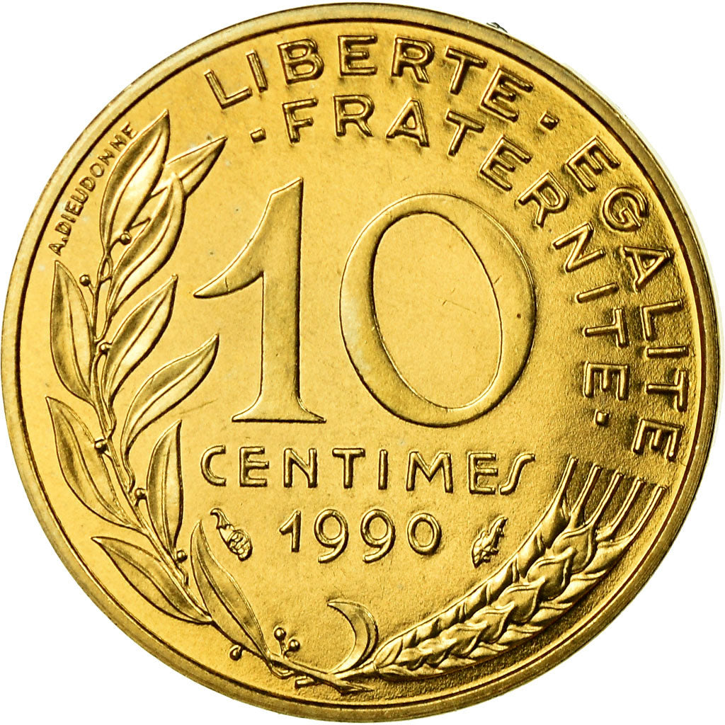Coin, France, Marianne, 10 Centimes, 1990, Paris, MS(65-70), Aluminum-Bronze