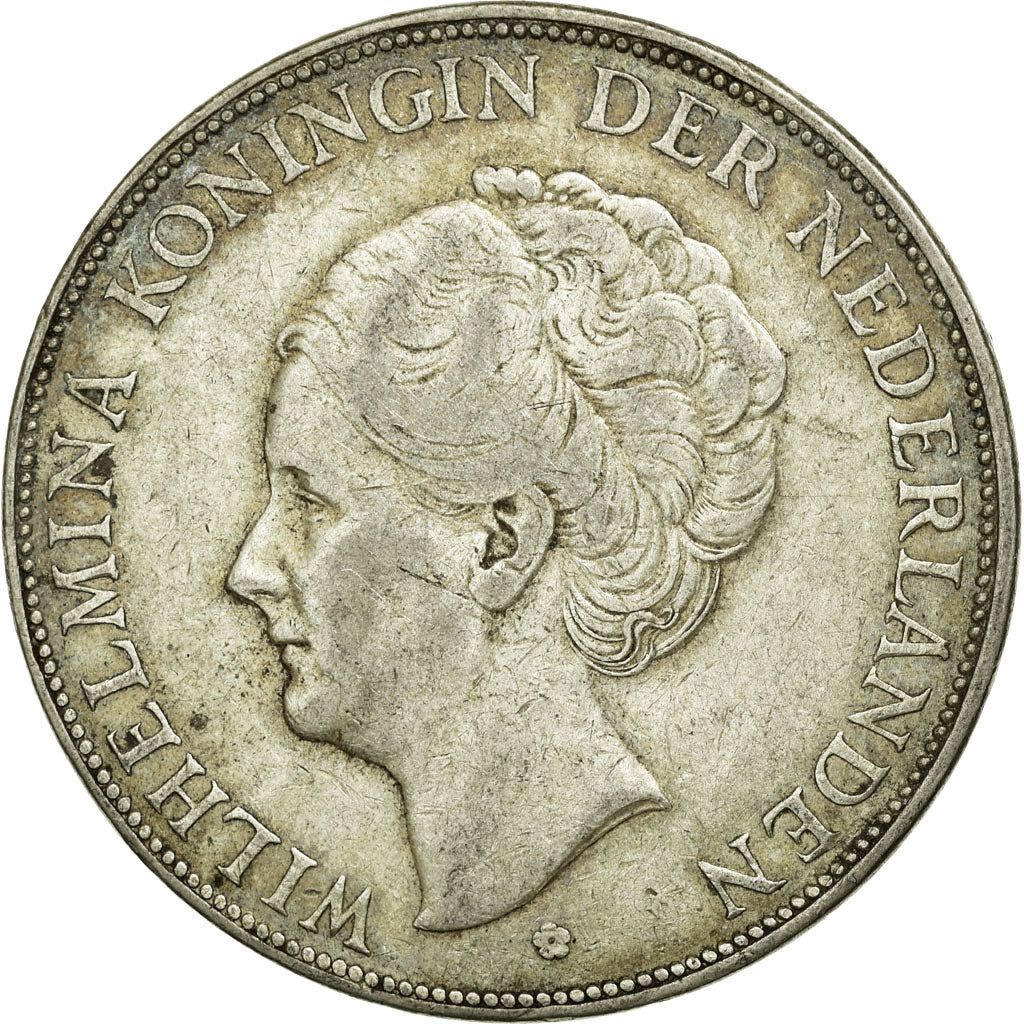 Moneda, Países Bajos, Wilhelmina I, 2-1/2 Gulden, 1932, MBC, Plata, KM:165