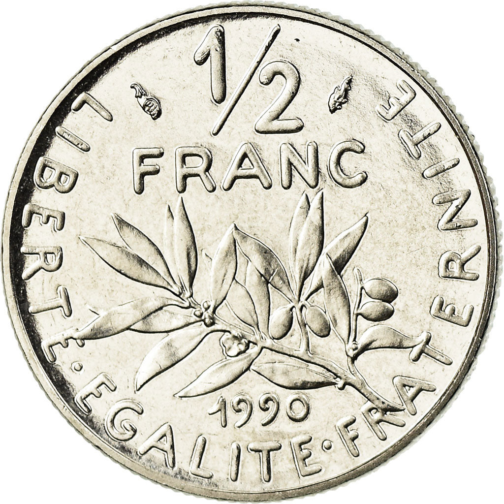 Coin, France, Semeuse, 1/2 Franc, 1990, Paris, MS(65-70), Nickel, KM:931.1