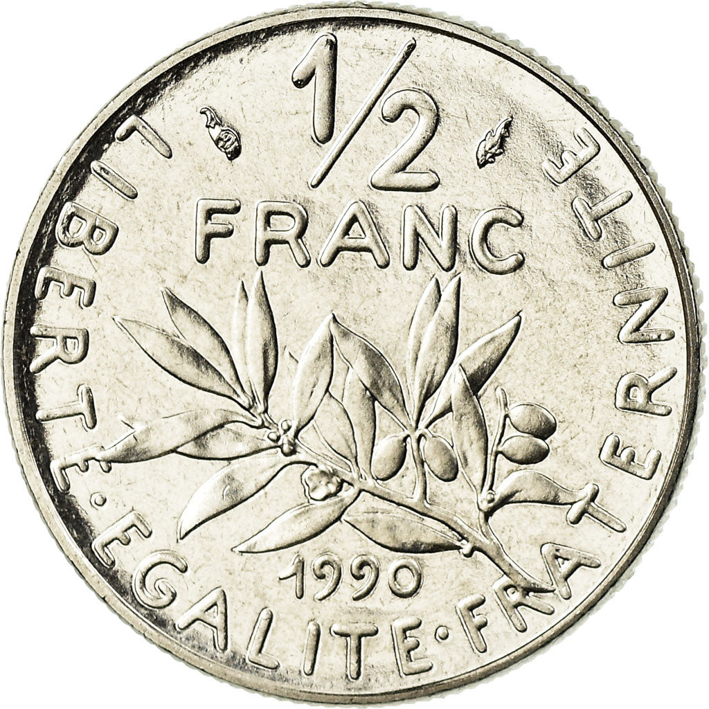 Coin, France, Semeuse, 1/2 Franc, 1990, Paris, MS(65-70), Nickel, KM:931.1