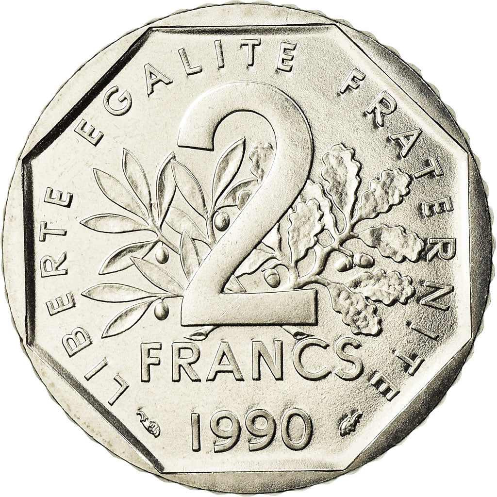 Moneta, Francia, Semeuse, 2 Francs, 1990, Paris, FDC, Nichel, KM:942.1